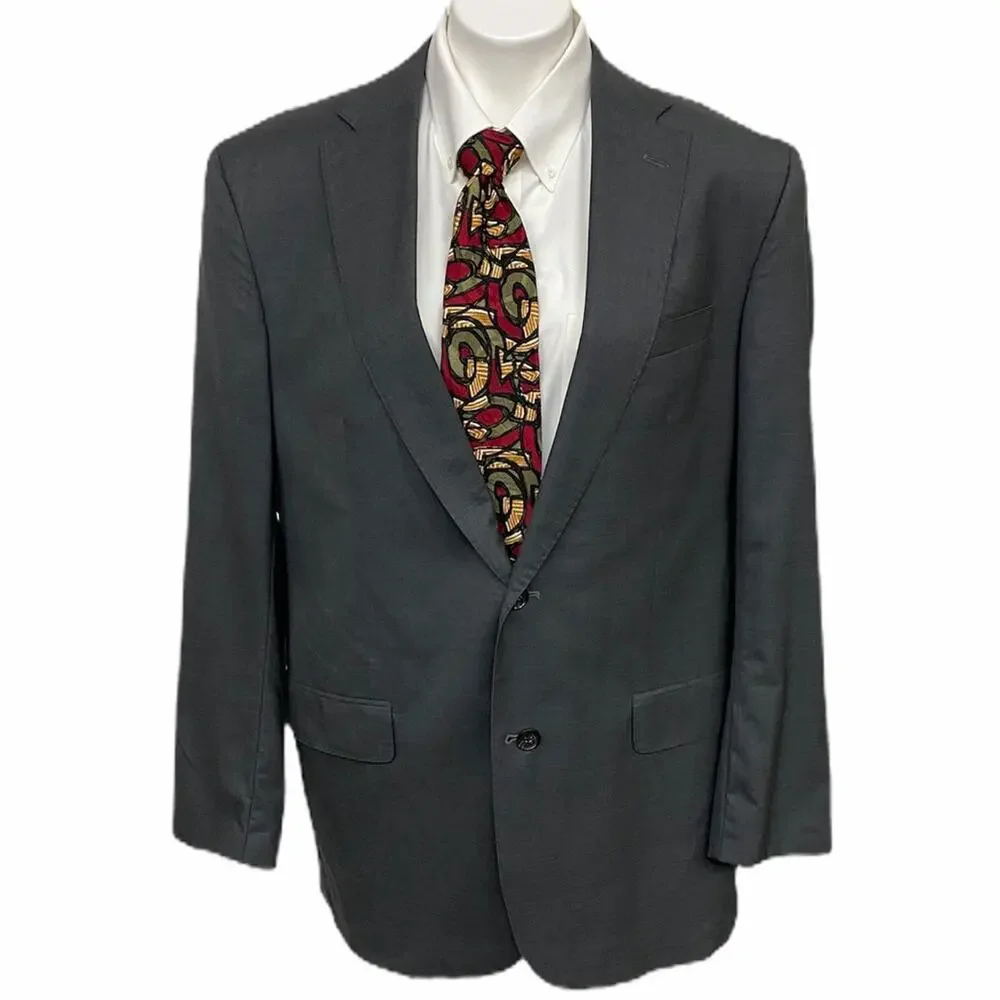 David Donahue Ryan Gray Wool Two Button Suit Jacket Men's Size 44L